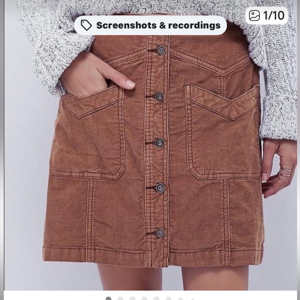 Free People Corduroy Skirt Tan Sz 6